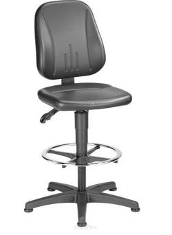 Wysokie krzesło warsztatowe 9651 E, sztuczna skóra, z podnóżkiem