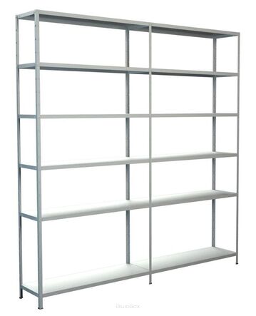 Regał metalowy - zestaw W 2300 x G 350 x S 2200 mm, biały