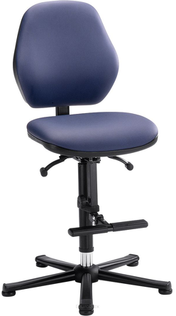 Krzesło laboratoryjne LEANOS 9131, sztuczna skóra, niebieskie