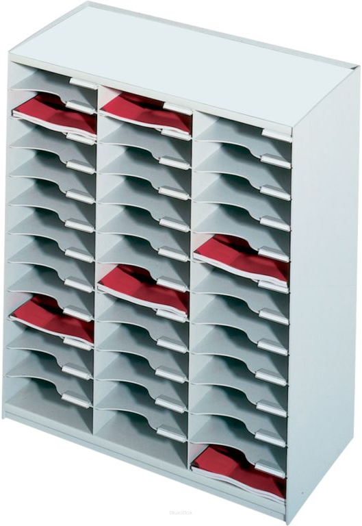 Regał do sortowania dokumentów, 36 półek, jasnoszary - BiuroBox.pl