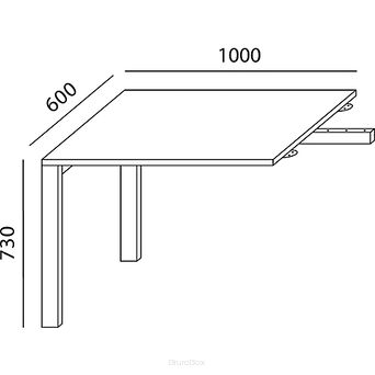 Dostawka do biurka Login 4 nogi 100 x 600 mm