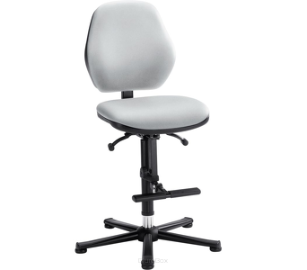 Wysokie krzesło laboratoryjne LEANOS 9131, sztuczna skóra, szare