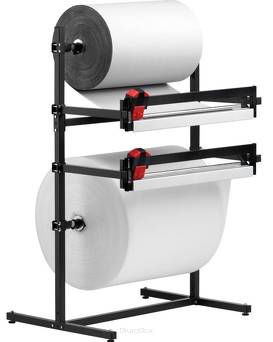 Podwójny stojak na folię i papier pakowy, poziomy, z odcinarką, S 750 mm