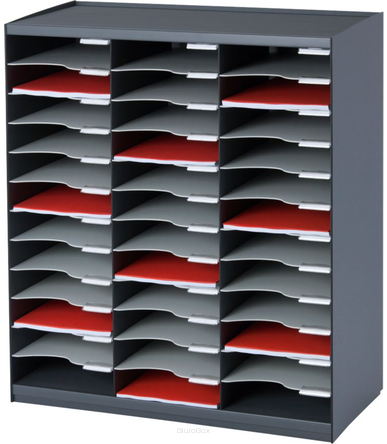 Regał do sortowania dokumentów, 36 półek, antracyt - BiuroBox.pl