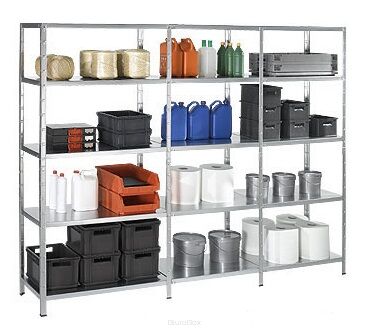 Regał metalowy - zestaw W 2300 x G 350 x S 2600 mm, biały