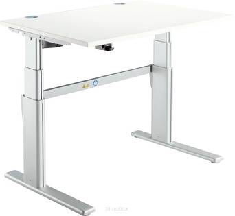 Stół Komfort z regulacją wysokości, 1200 mm, biały/białe aluminium