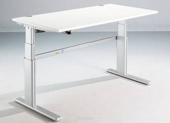 Biurko z elektryczną regulacją wysokości, dwustopniowe, białe, 1600 mm