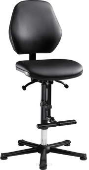 Wysokie krzesło laboratoryjne LEANOS 9131, sztuczna skóra, czarne