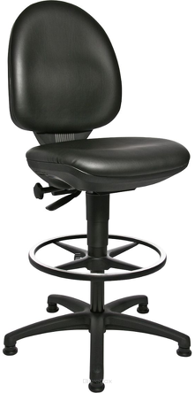 Wysokie krzesło warsztatowe TEC 50 na ślizgaczach z podnóżkiem