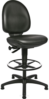 Wysokie krzesło warsztatowe TEC 50 na ślizgaczach z podnóżkiem