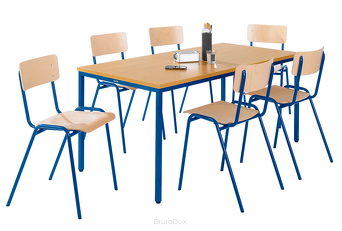 Stół do jadalni w zestawie z 6 krzesłami, stelaż niebieski