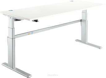 Stół Komfort z regulacją wysokości, 1800 mm, biały/białe aluminium